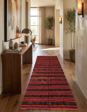 4' 6 x 11' 1 Hand Woven Kilim Modern Wool Runner Rug