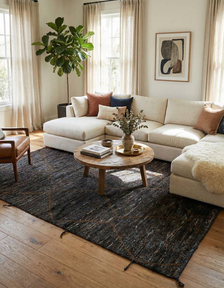 Detail image of  7' 7 x 10'  Hand Knotted Moroccan Wool Rug