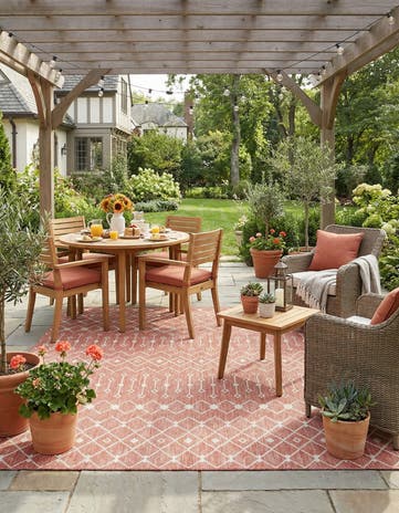 10' 8 x 10' 8 Easy-Clean Lattice Indoor / Outdoor Square Rug