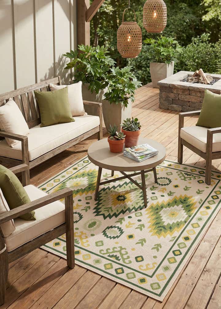 7' 10 x 7' 10 Easy-Clean Baja Indoor / Outdoor Square Rug