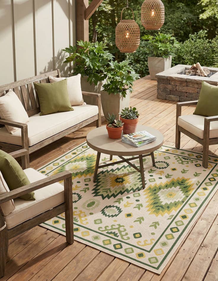 Detail image of 7' 10 x 7' 10  Washable Baja Indoor / Outdoor Square Rug