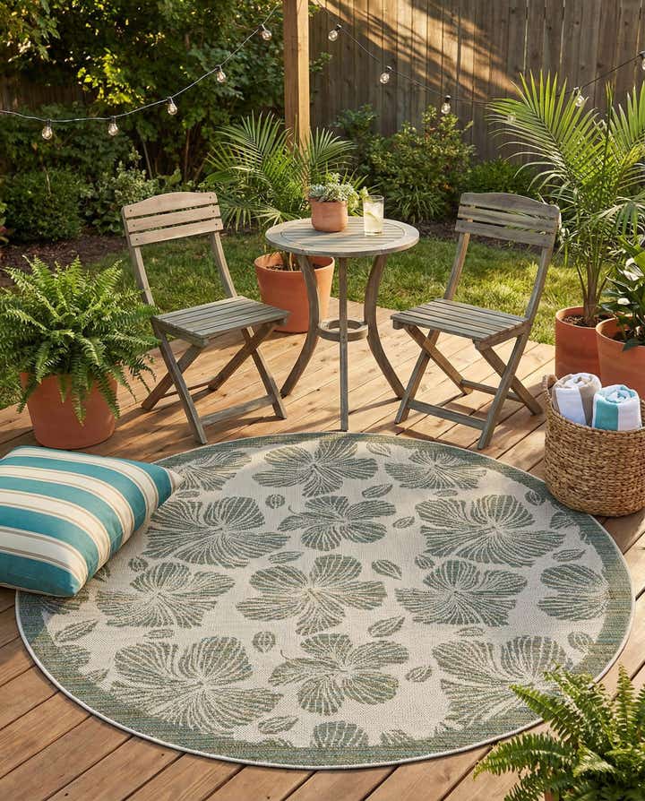 6' 1 x 6' 1 Easy-Clean Baja Indoor / Outdoor Round Rug