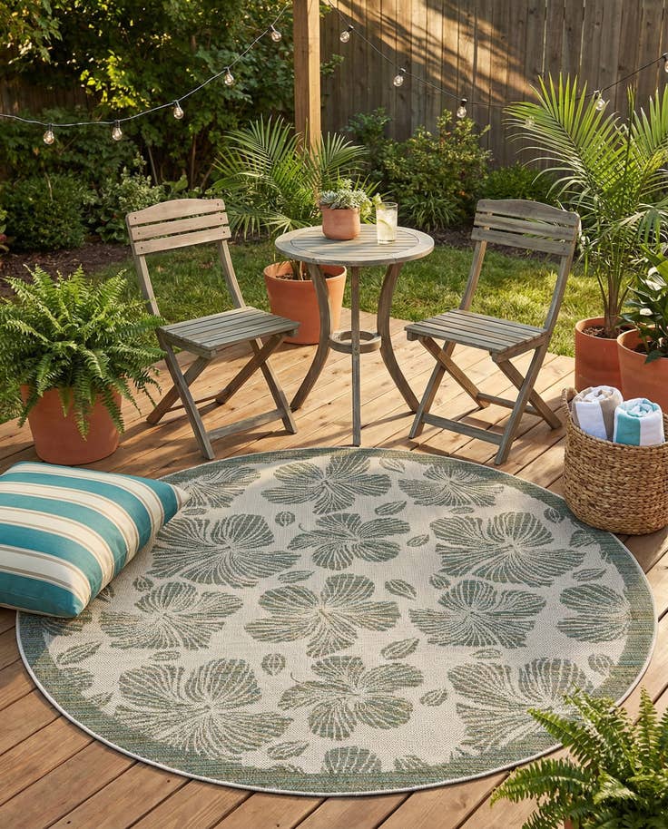 Detail image of 6' 1 x 6' 1 Easy-Clean Baja Indoor / Outdoor Round Rug