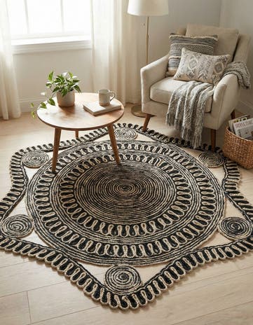 4' 1 x 4' 1 Handmade Braided Jute Round Rug