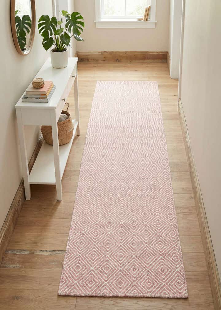 2' x 8' Hand Woven Geo Trellis Flatweave Runner Rug