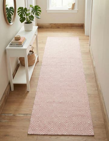 2' x 8' Hand Woven Geo Trellis Flatweave Runner Rug