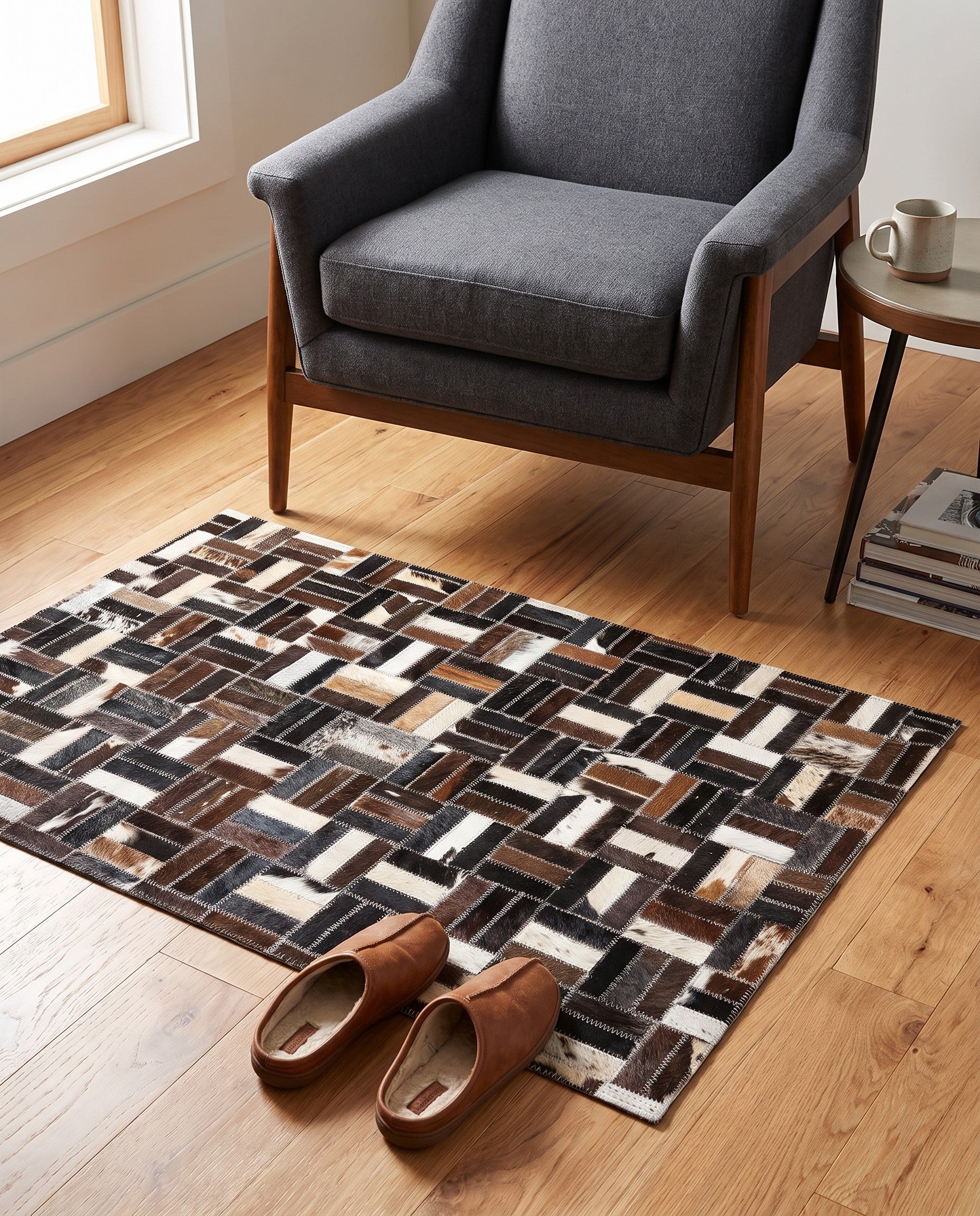 2' x 3' Cowhide Leather Rug