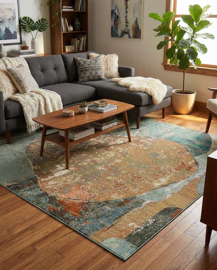 7' 10 x 7' 10 Easy-Clean Modern Indoor / Outdoor Square Rug