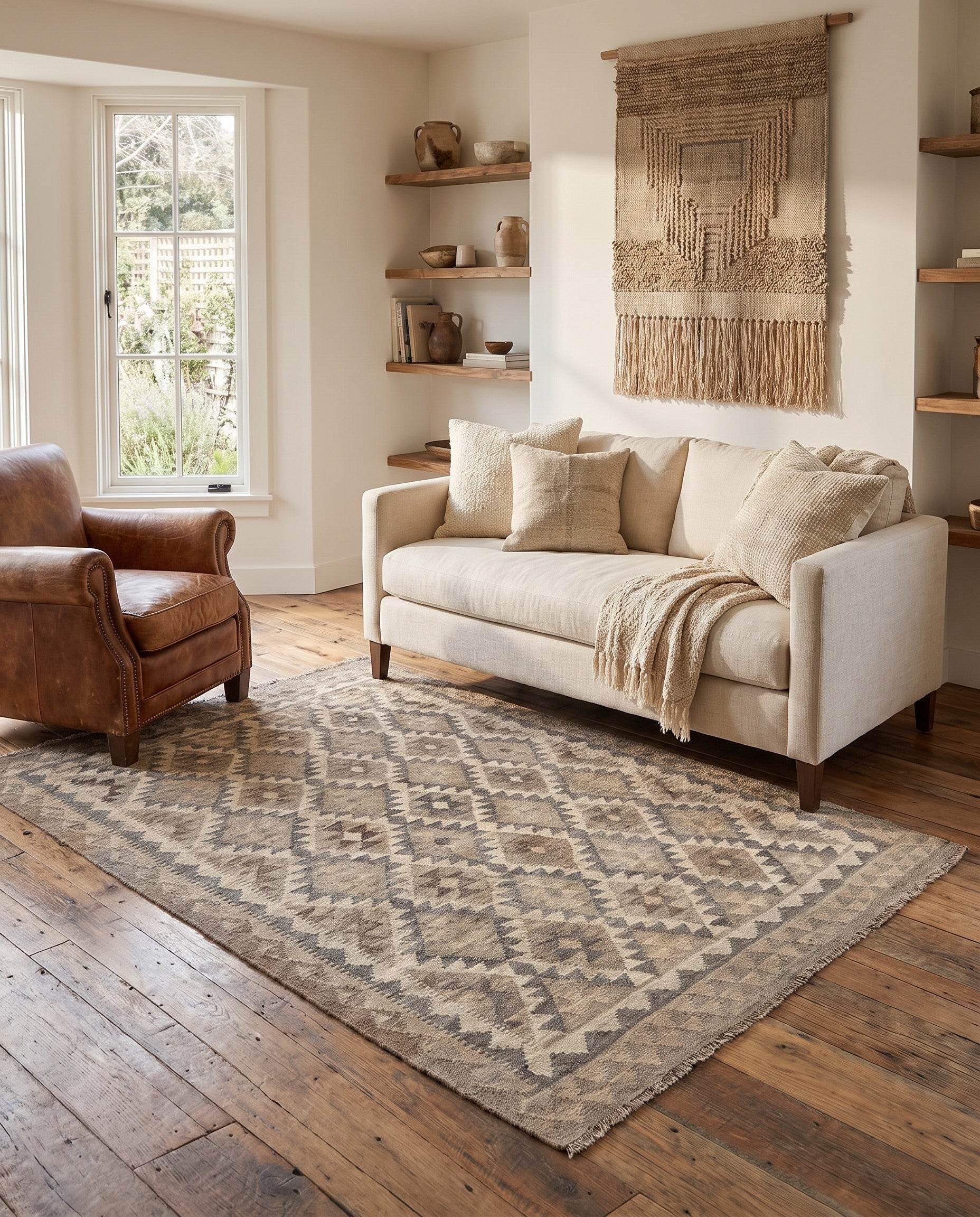5' x 6' 7 Hand Woven Kilim Maymana Wool Rug