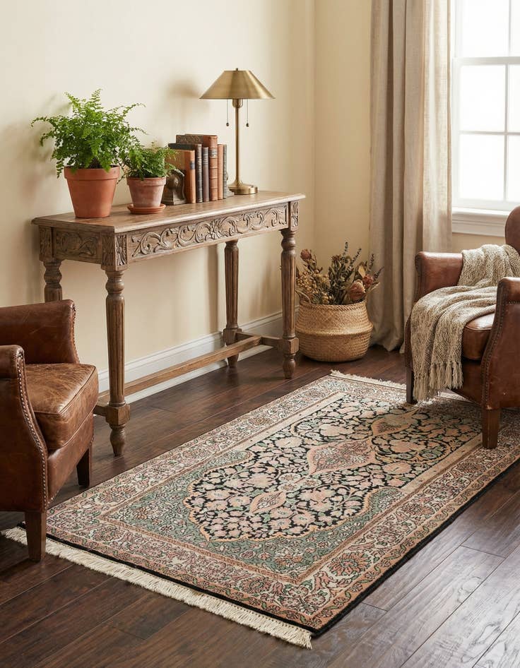 Detail image of 2' 11 x 5'  Hand Knotted Kashmir Oriental Wool Rug