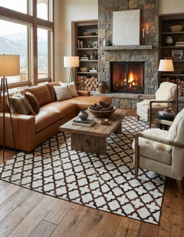 8' x 9' 10 Cowhide Leather Rug