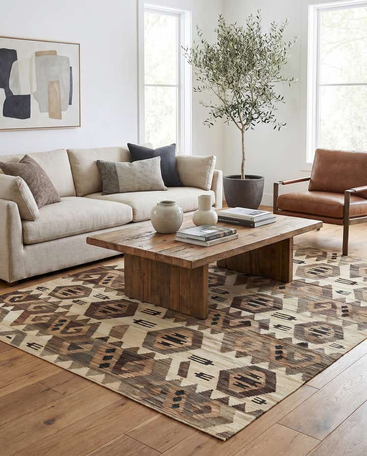 5' 3 x 6' 9 Hand Woven Kilim Modern Wool Rug