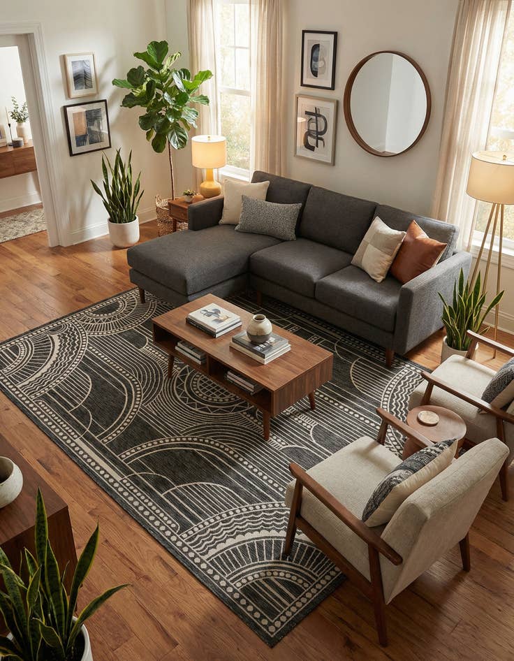 Detail image of  7' 1 x 10'  Washable Traditional Indoor / Outdoor Rug