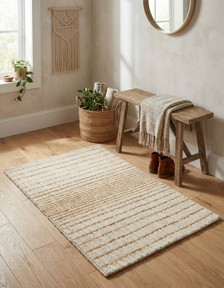 Detail image of 2' 1 x 3' 2  Hand Woven Hand Woven Chindi Cotton Wool Rug