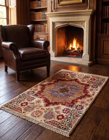 1' 11 x 2' 11 Hand Knotted Mamluk Ziegler Rug