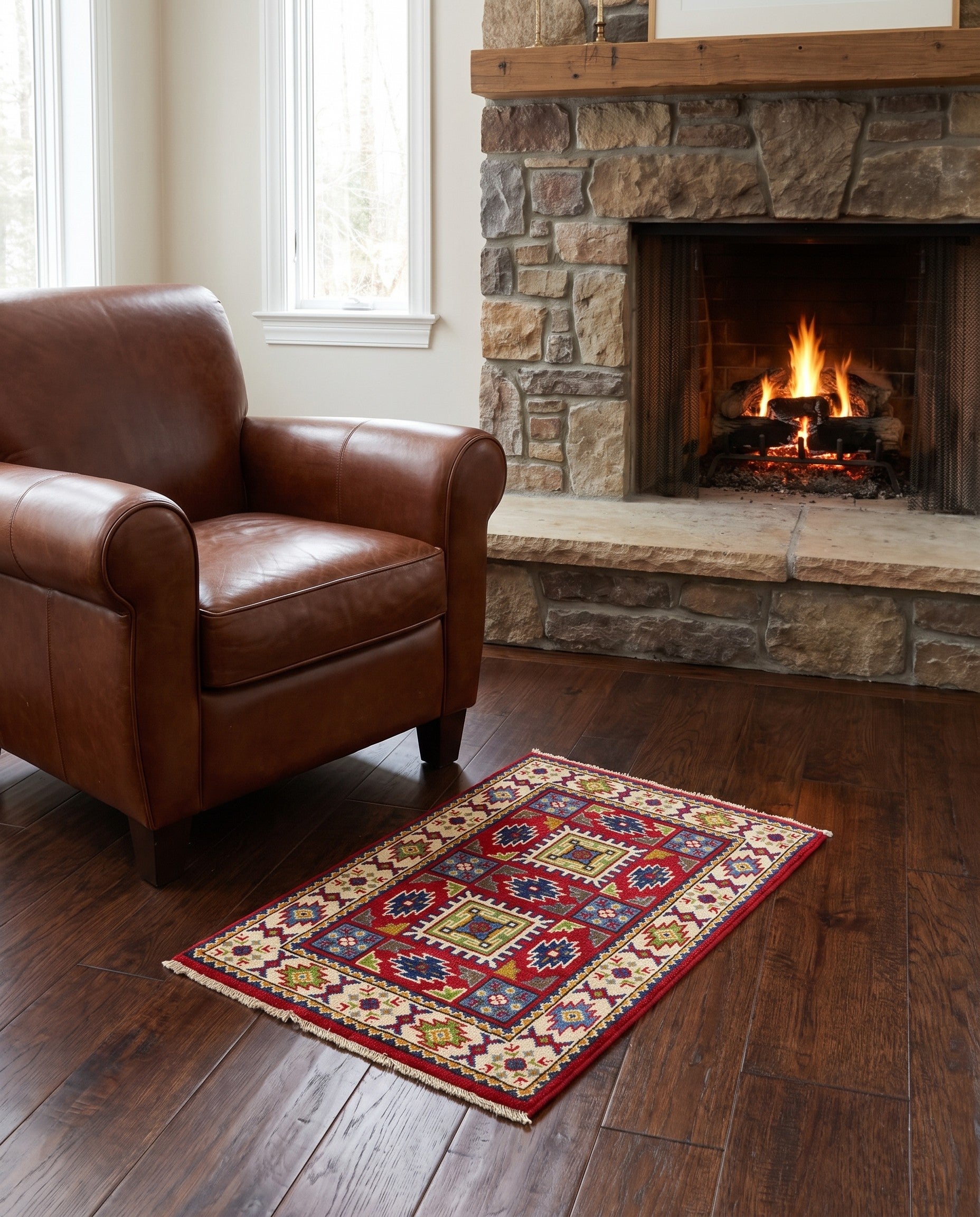 2' x 2' 11 Hand Knotted Kazak Rug