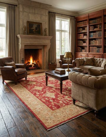 5' 8 x 8' Hand Knotted Peshawar Ziegler Rug