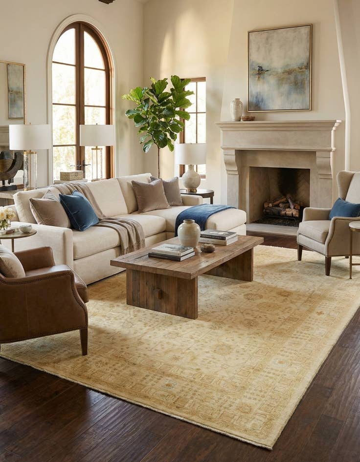 Detail image of  9' 10 x 13'  Hand Knotted Peshawar Ziegler Rug