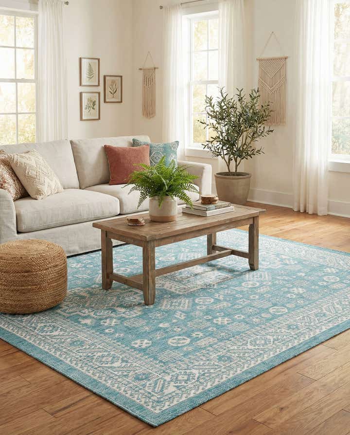7' 10 x 7' 10 Easy-Clean Aztec Indoor / Outdoor Square Rug