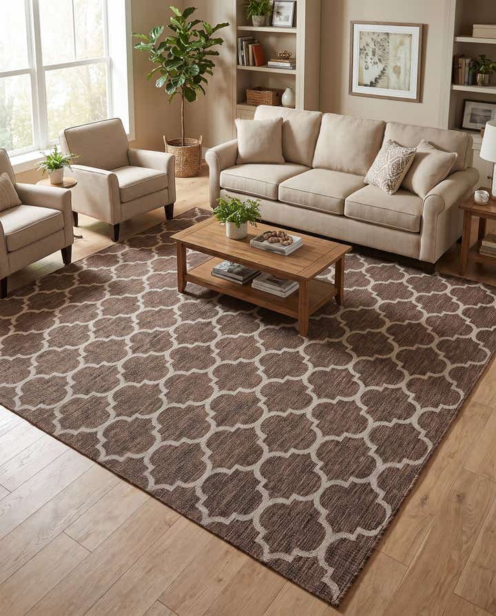 10' 8 x 10' 8 Easy-Clean Trellis Indoor / Outdoor Square Rug