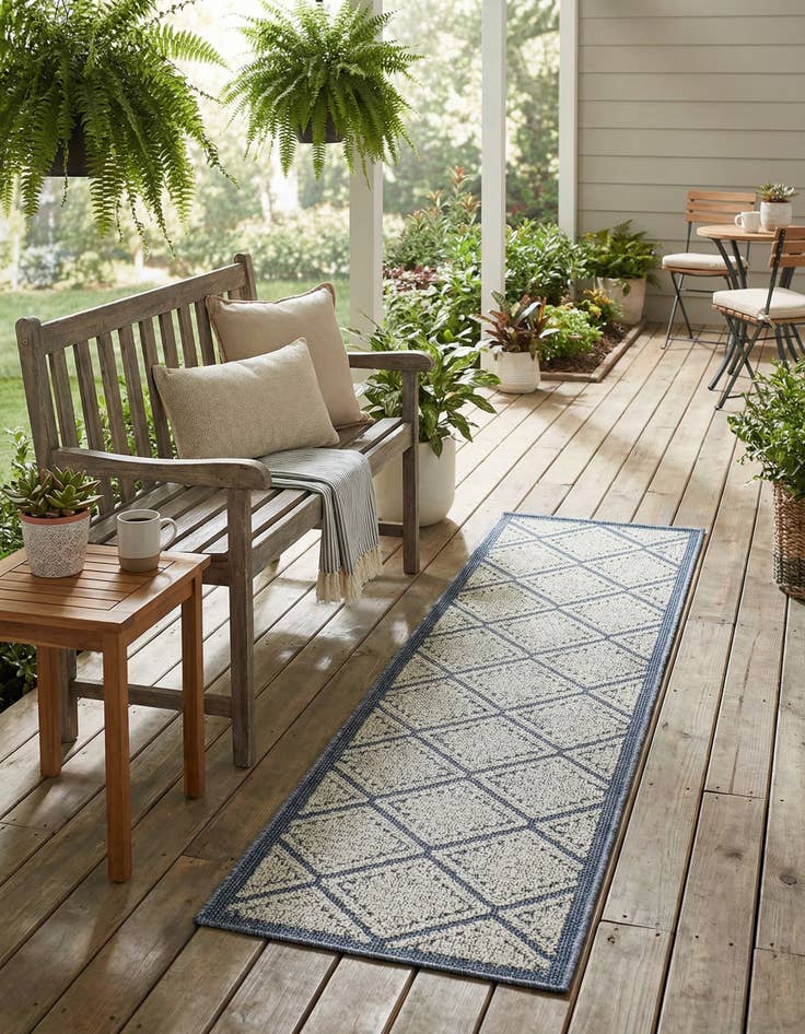 Detail image of 2' x 8'  Washable Trellis Indoor / Outdoor Runner Rug