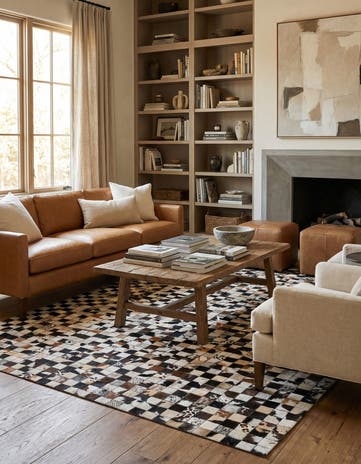 5' 1 x 8' 1 Cowhide Leather Rug