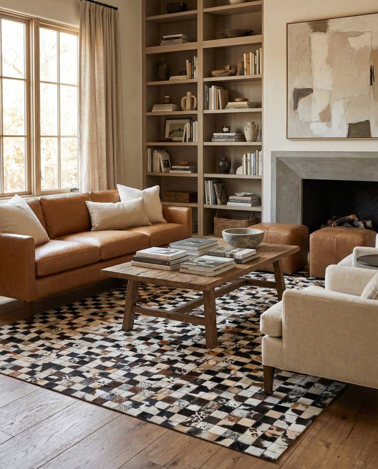 Detail image of 5' 1 x 8' 1 Cowhide Leather Rug