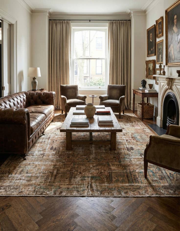 Detail image of 9' 4 x 12' Hand Knotted Ultra Vintage Persian Wool Rug