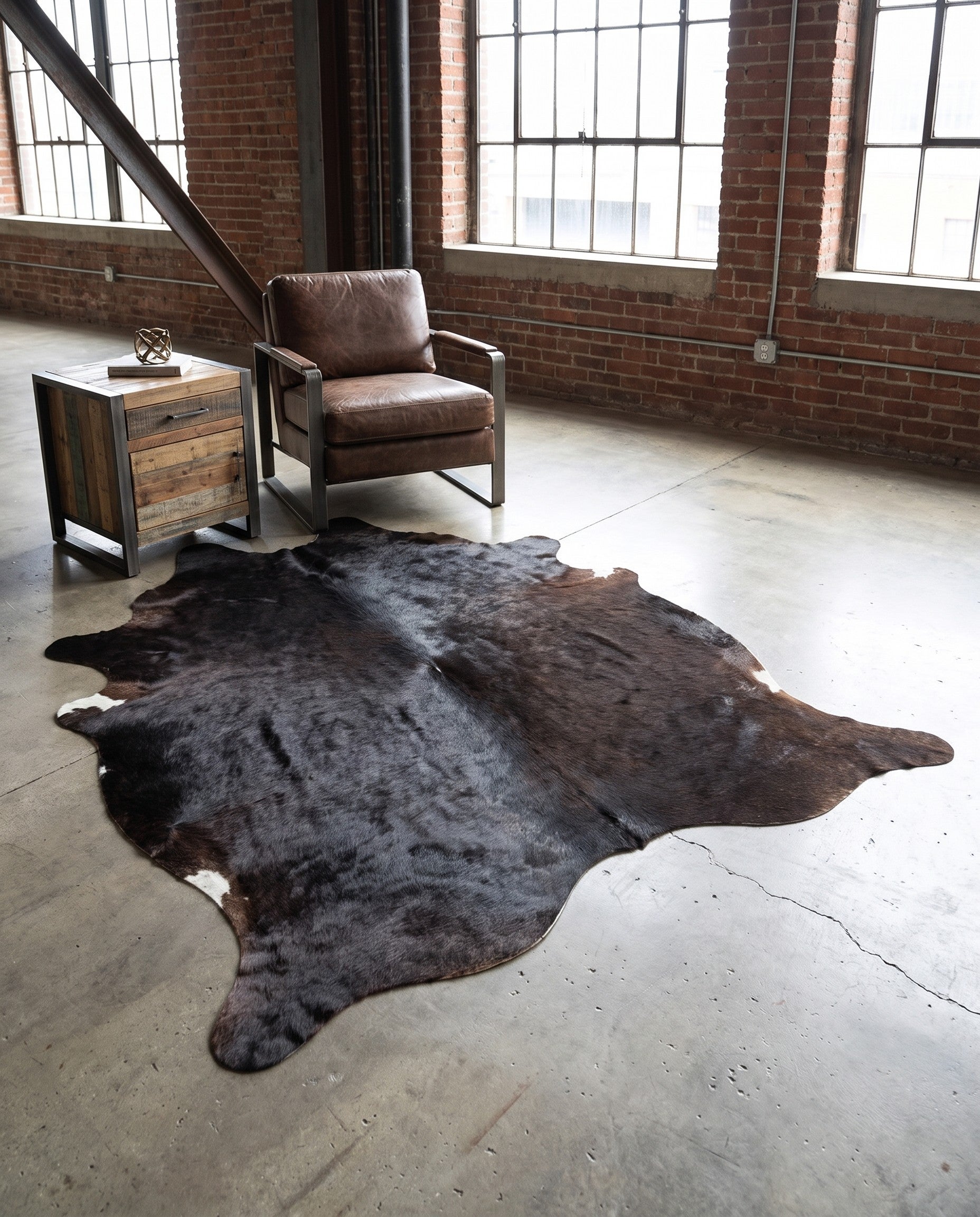 5' 1 x 5' 11 Cowhide Leather Rug