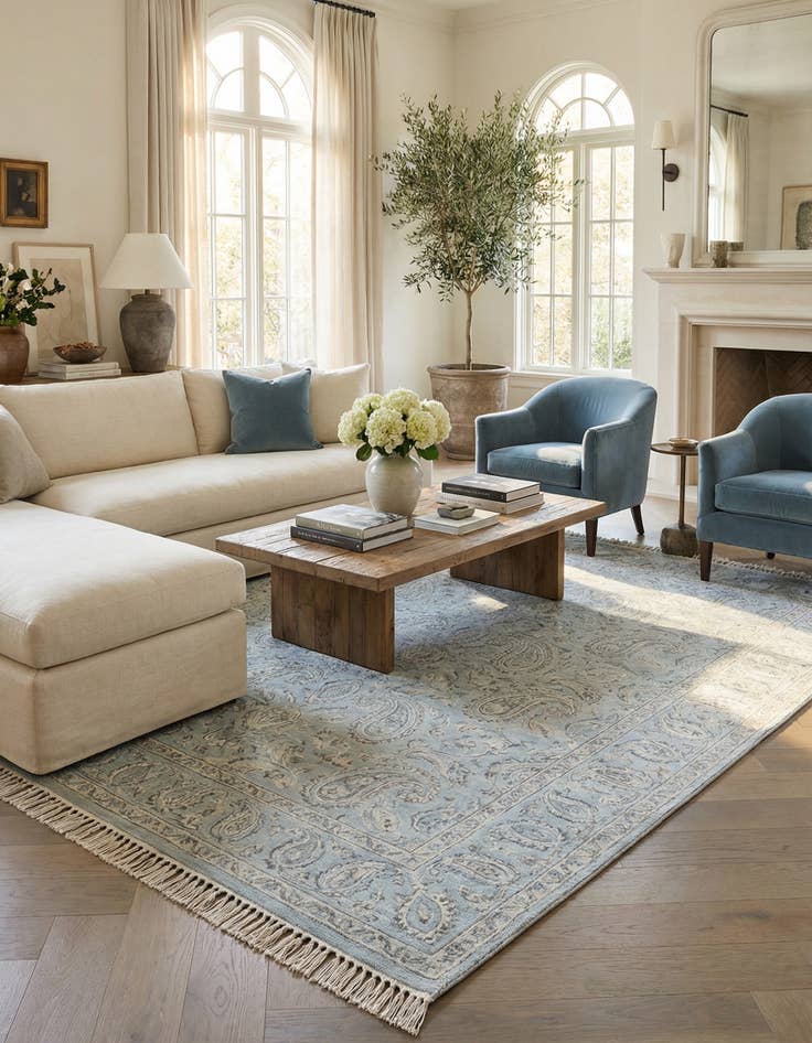 Detail image of 6' 7 x 9' 10  Hand Knotted Darya Wool Rug