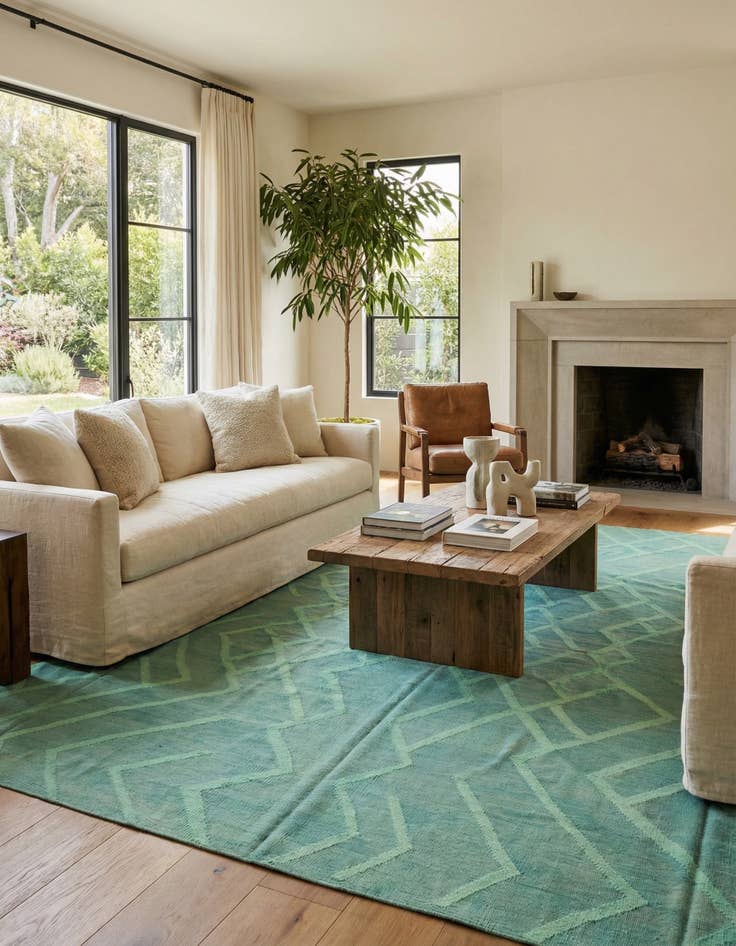 Detail image of 12' 5 x 13' 3  Hand Woven Kilim Modern Wool Rug