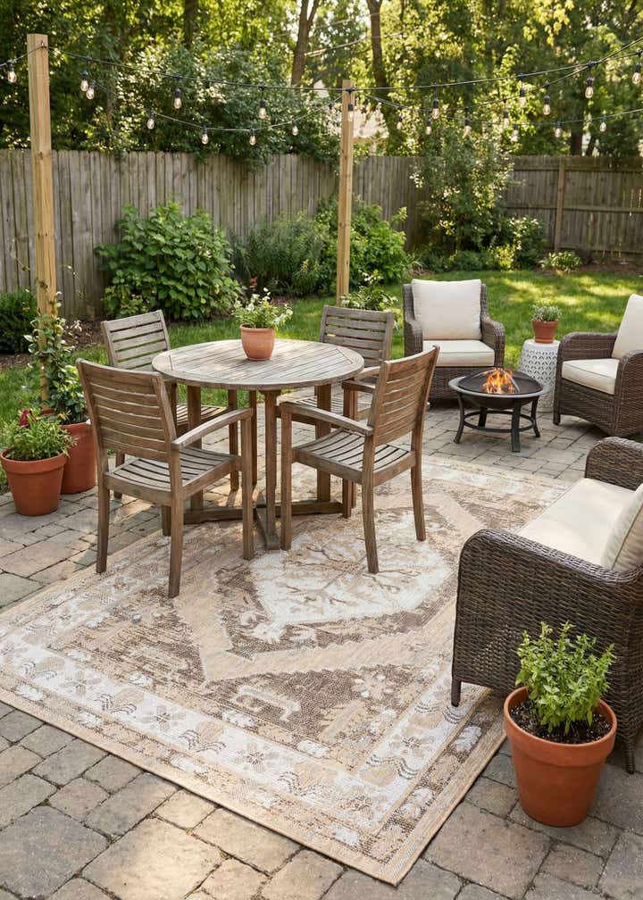 5' 3 x 8' Easy-Clean Traditional Indoor / Outdoor Rug
