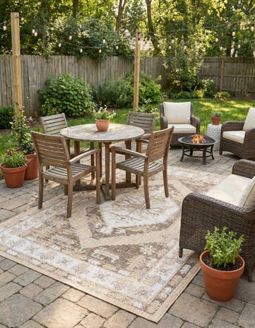 5' 3 x 8' Easy-Clean Traditional Indoor / Outdoor Rug