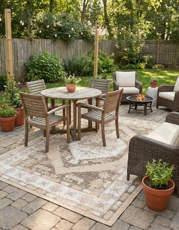 5' 3 x 8' Easy-Clean Traditional Indoor / Outdoor Rug