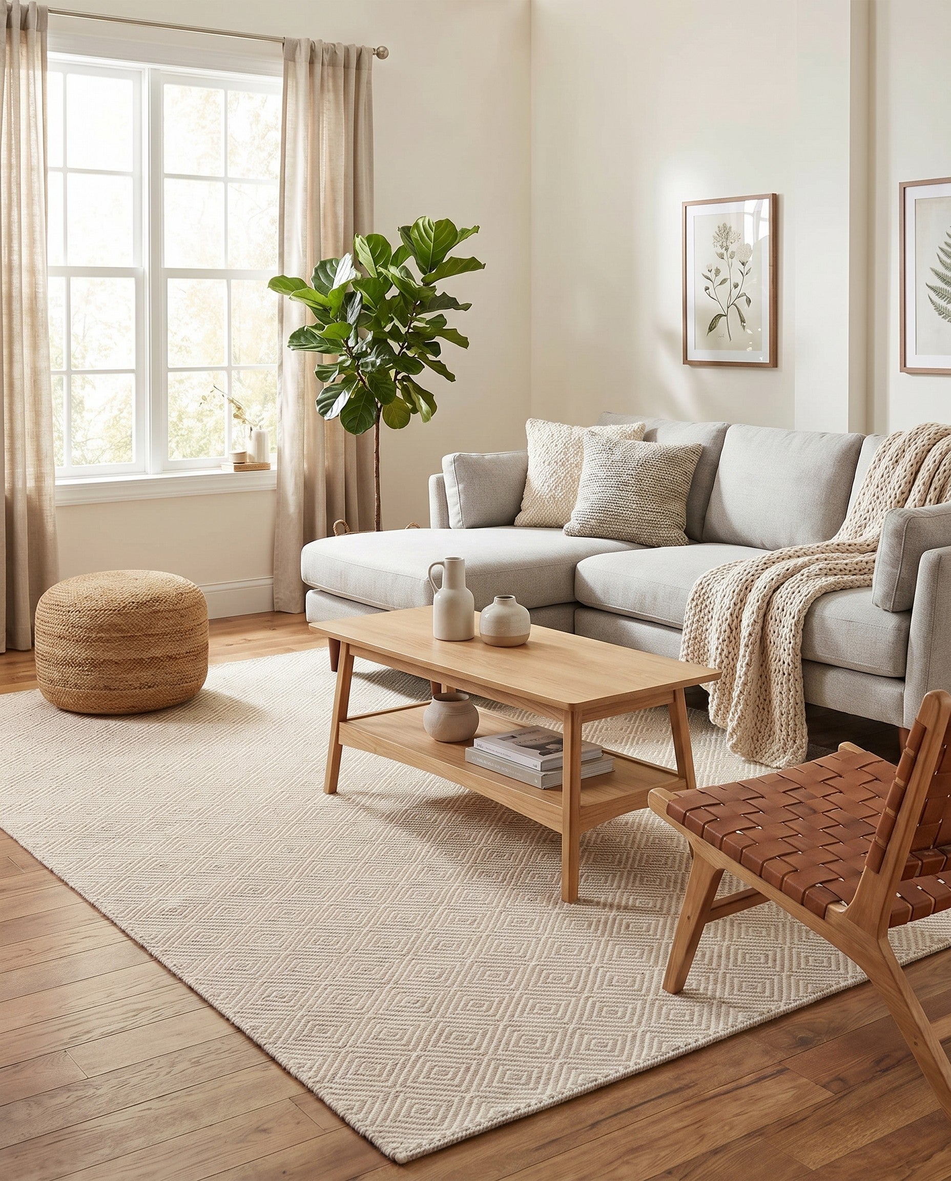 5' 1 x 8' Hand Woven Geo Trellis Flatweave Rug