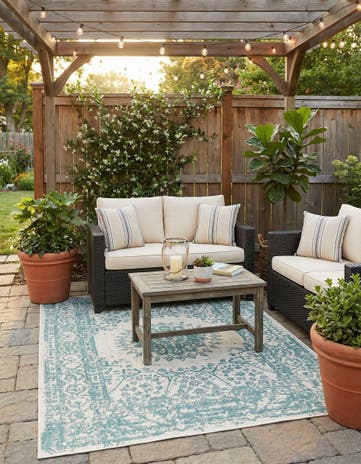 5' 3 x 7' Easy-Clean Traditional Indoor / Outdoor Rug
