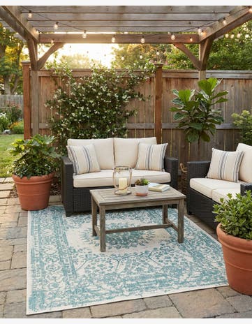 5' 3 x 7' Easy-Clean Traditional Indoor / Outdoor Rug