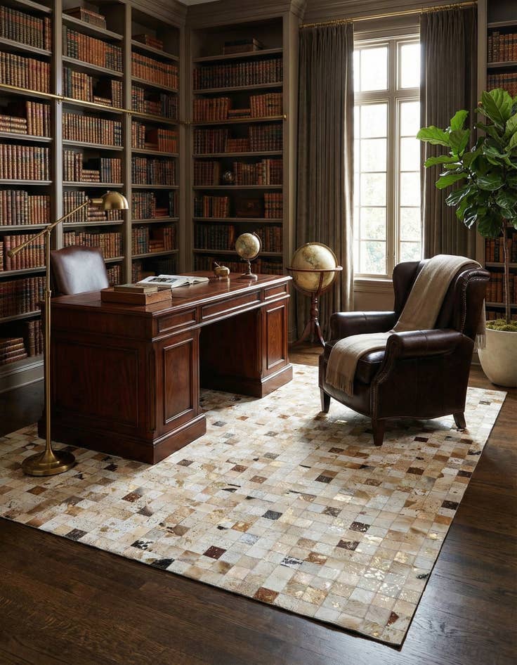 Detail image of 7' 10 x 9' 9 Cowhide Stocks Rug