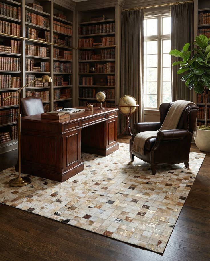 Detail image of 7' 10 x 9' 9 Cowhide Stocks Rug