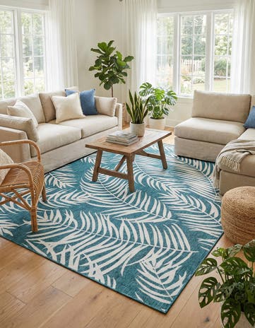 9' x 12' Easy-Clean Botanical Indoor / Outdoor Rug