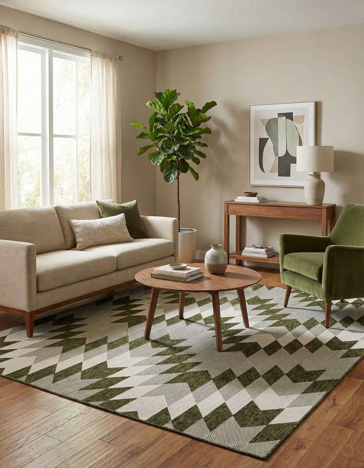 Detail image of  7' 10 x 10'  Washable Modern Indoor / Outdoor Rug