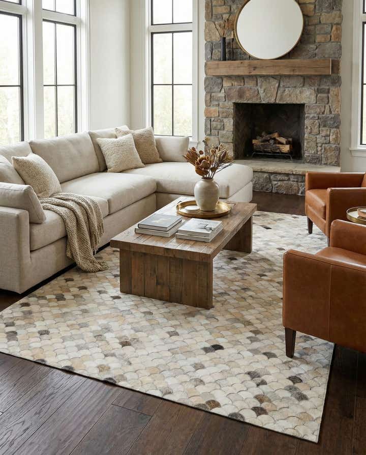 5' 1 x 8' Cowhide Leather Rug