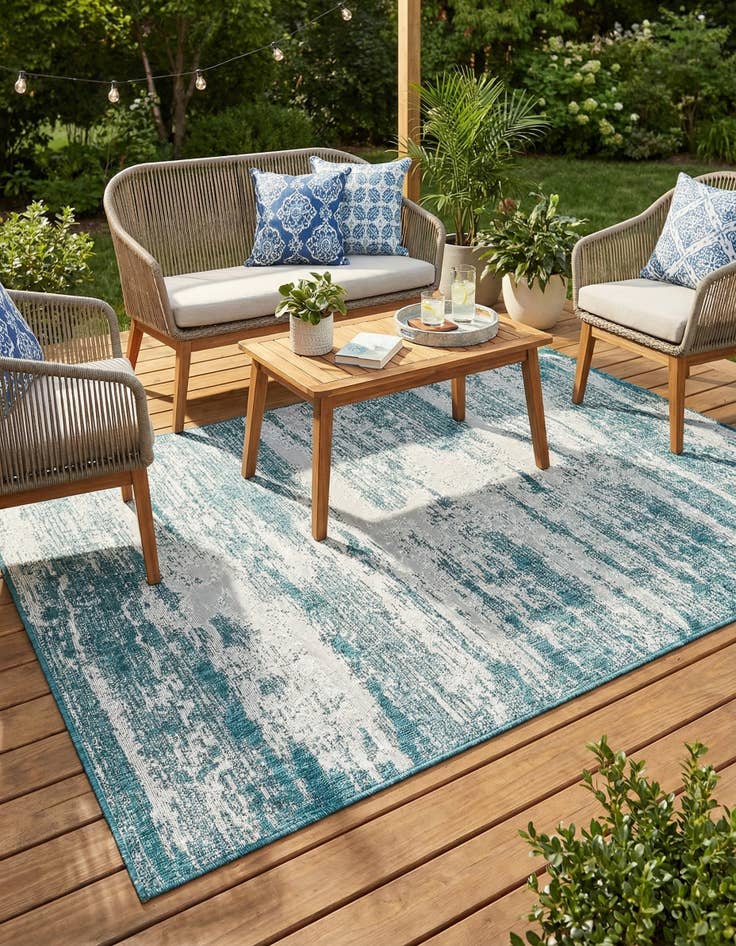 Detail image of 5' 3 x 8'  Washable Modern Indoor / Outdoor Rug