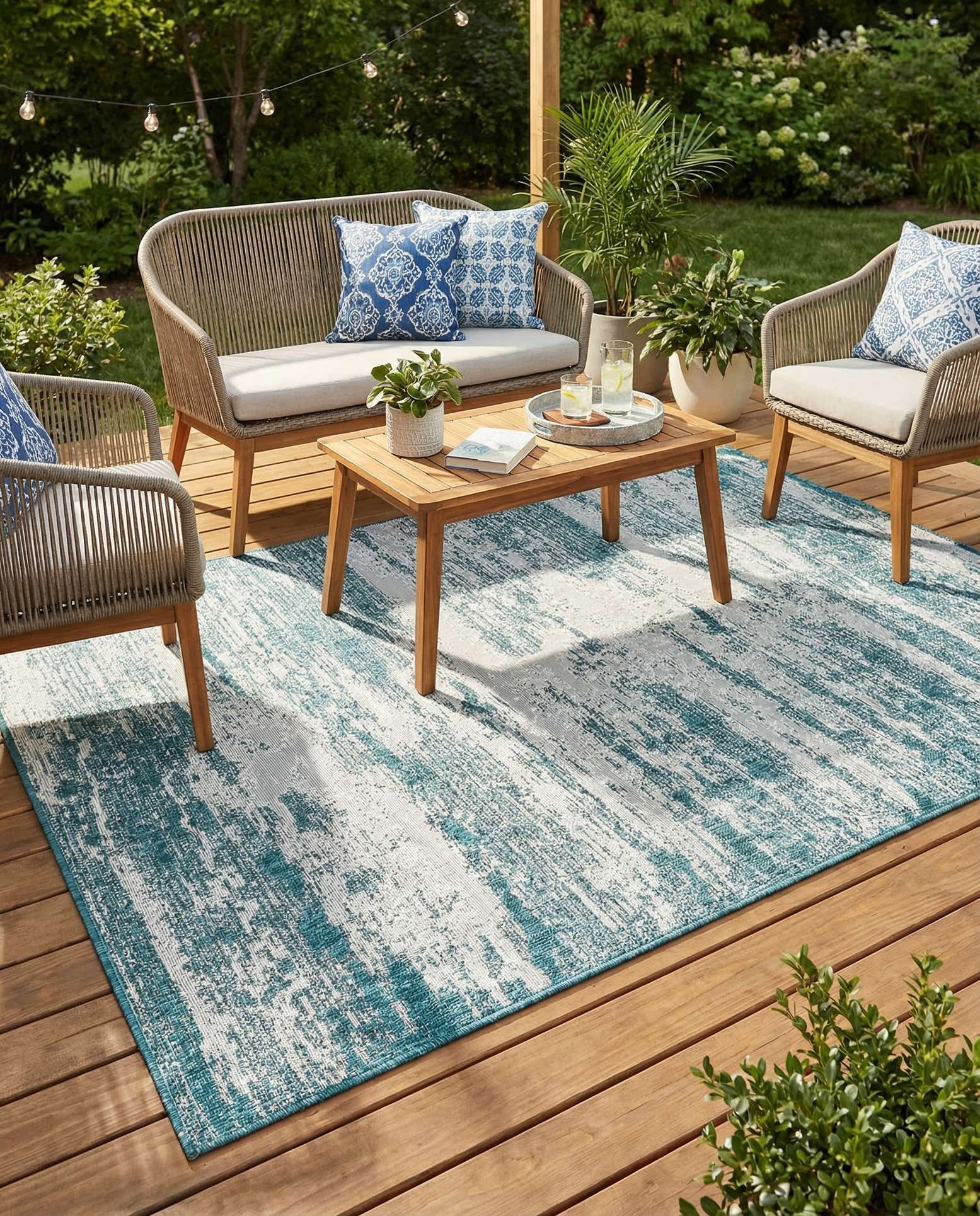 5' 3 x 8' Easy-Clean Modern Indoor / Outdoor Rug
