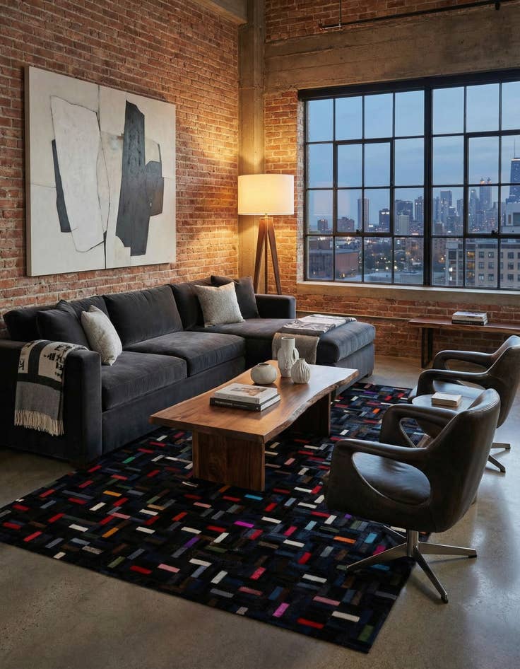 Detail image of  5' 1 x 7' 11 Cowhide - Patchwork Rug