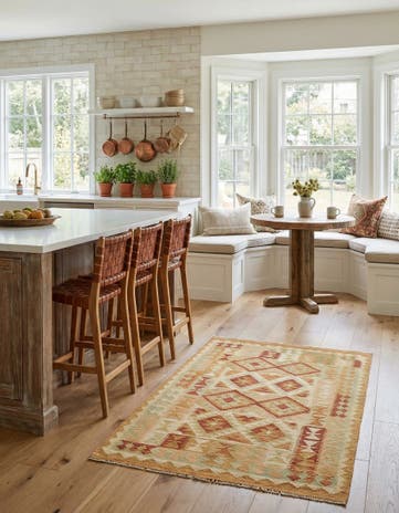 3' 8 x 6' 10 Hand Woven Kilim Waziri Wool Rug