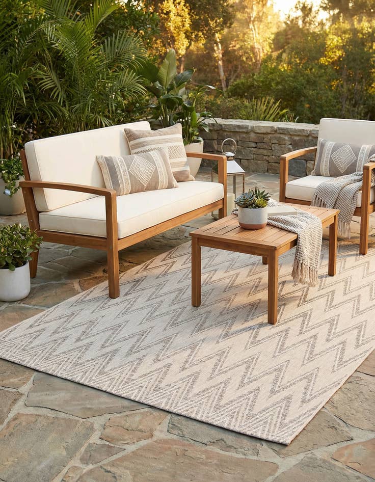 Detail image of 5' 2 x 7' 8  Washable Modern Indoor / Outdoor Rug