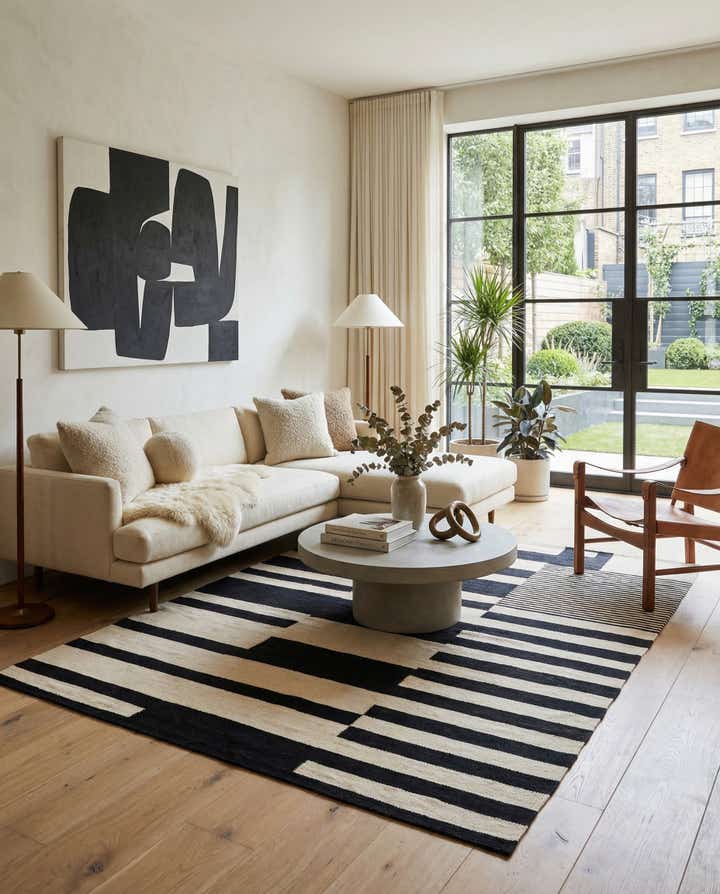 4' 8 x 6' 6 Hand Woven Kilim Modern Wool Rug