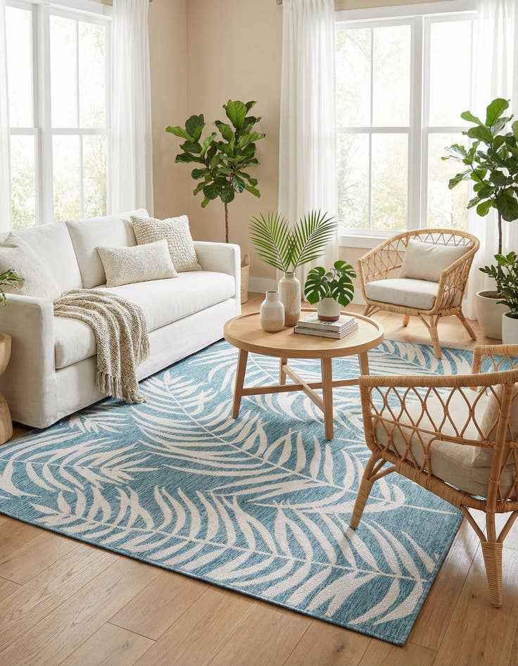 Detail image of 6' x 9'  Washable Botanical Indoor / Outdoor Rug