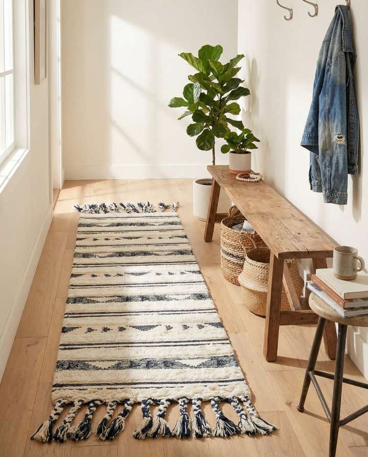 65cm x 250cm Handgewebt Arizona Wolle Läufer Teppich